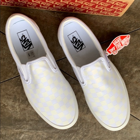VANS CLASSIC SLIP ON CHECKERBOARD TRUE WHITE MENS - Picture 15 of 16